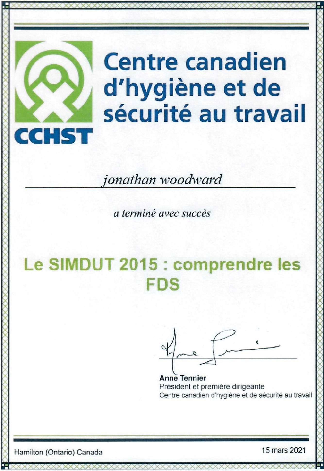 Nettoyage de conduits de ventilation à Sherbrooke - SIMDUT 2015