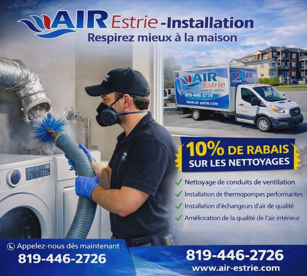 Annonce Air-Estrie 10% de rabais sur les nettoyages
